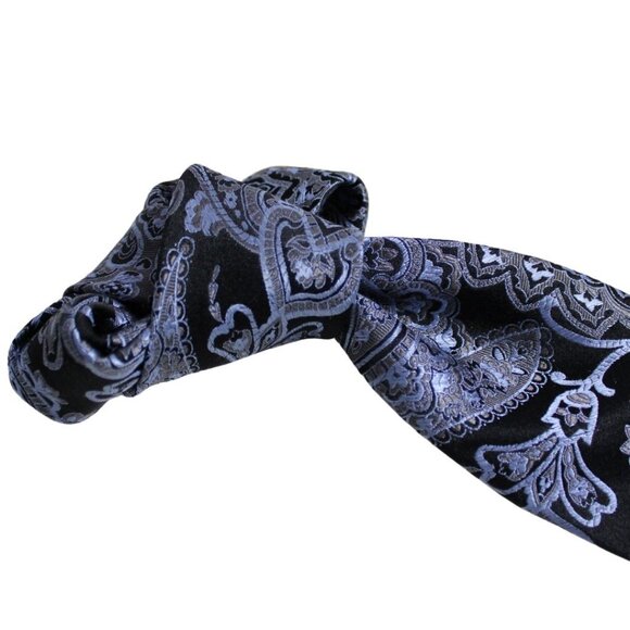 IZOD Men's Tie 100% Silk - Taupe, Light Blue & Black Paisley ⚡️BUY 3 for $55⚡️ - Picture 6 of 6
